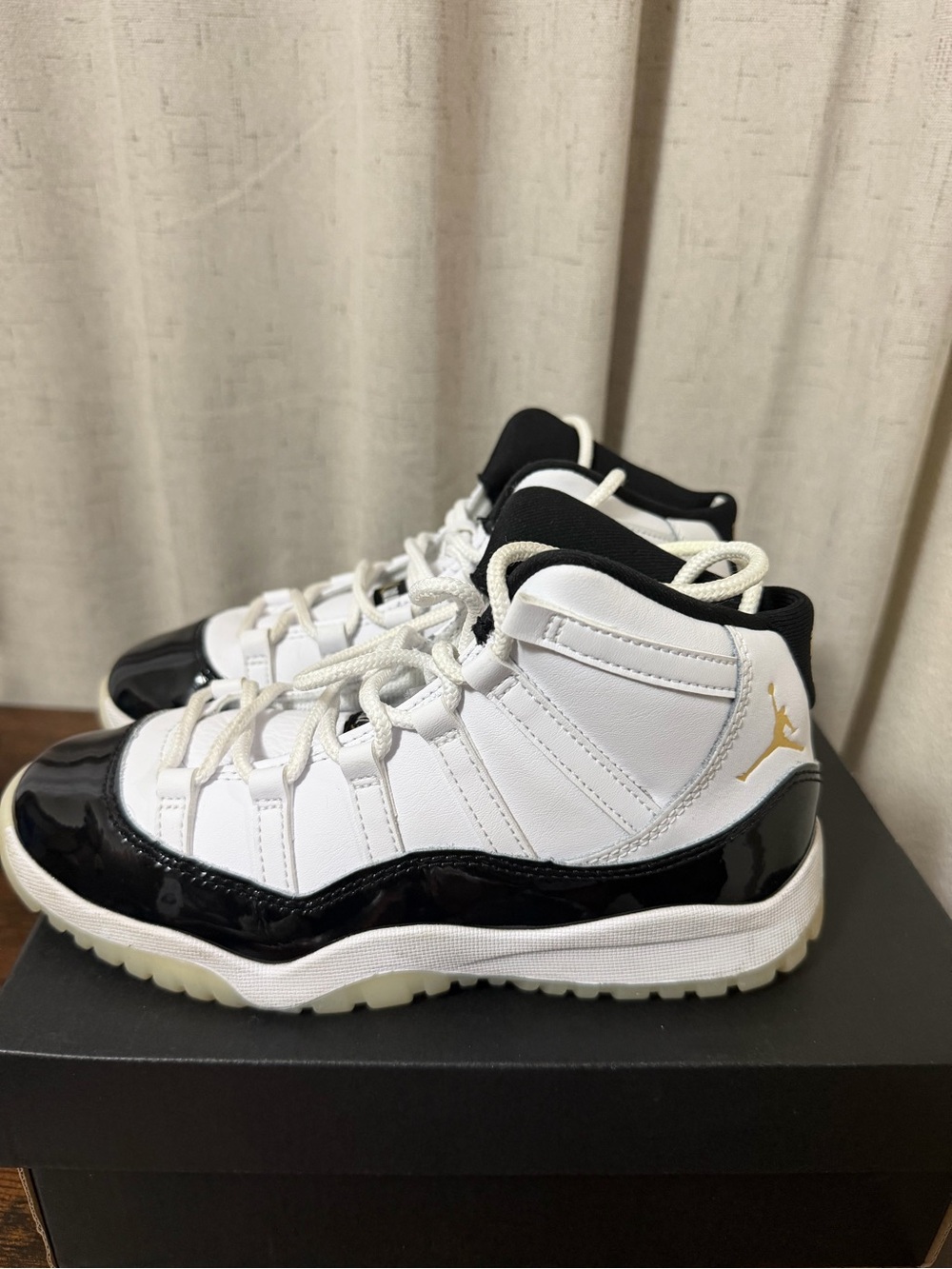 Air Jordan 11 Retro Gratitude DMP PS 3Y White Black Gold 378039-170 w/ Box